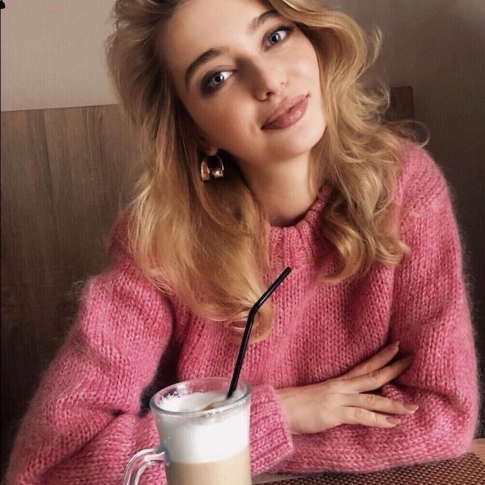 H&M Pink Mohair Wool Blend Sweater XS